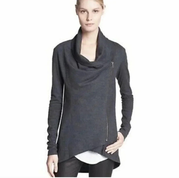 Helmut Lang Wool Sonar Motto Asymmetrical Wrap Shawl Black Jacket(XS) - Picture 1 of 12